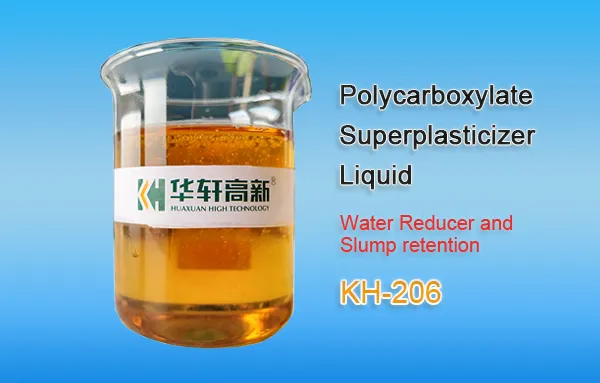 KH-206 polycarboxylate superplasticizer liquid product image showing water reducer and slump retention concrete admixture