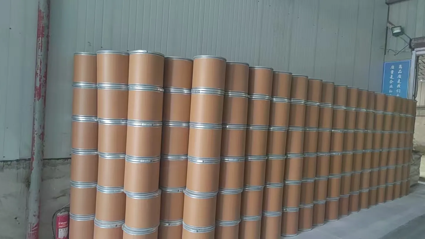 TPEG polyether monomer packed in fiber drums stored inside warehouse for export and industrial supply