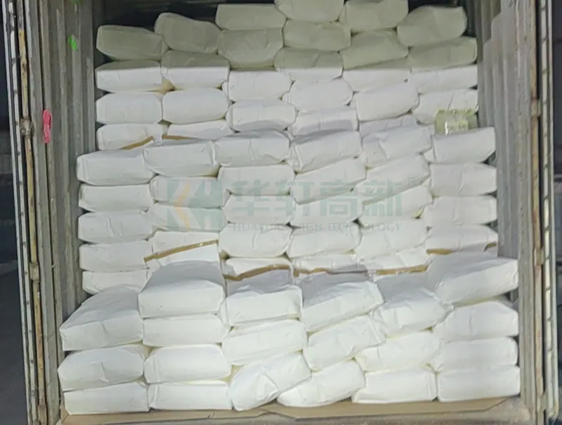 Polycarboxylate superplasticizer powder bags loaded inside shipping container for concrete admixture export